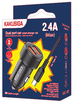 KAKUSIGA DUAL PORT TYPE-C USB CAR 2.4A 